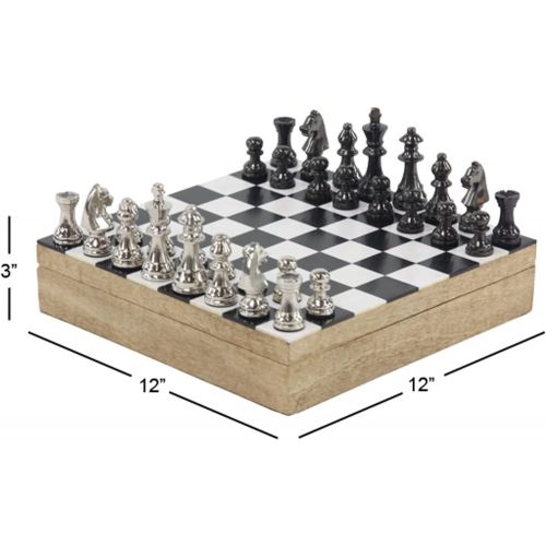  Deco 79 Wooden Games, Small, Black, White