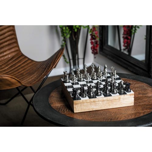  Deco 79 Wooden Games, Small, Black, White