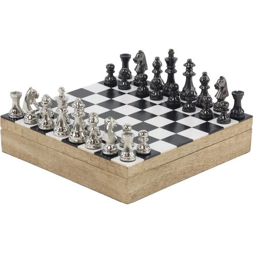  Deco 79 Wooden Games, Small, Black, White