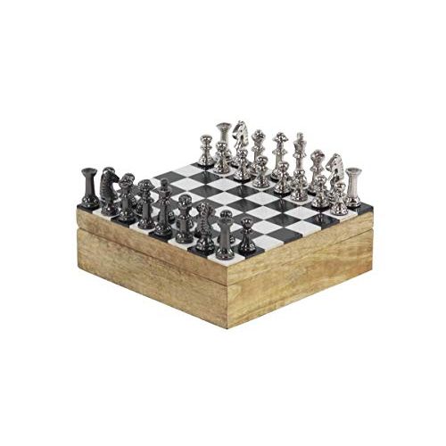  Deco 79 Wooden Games, Small, Black, White