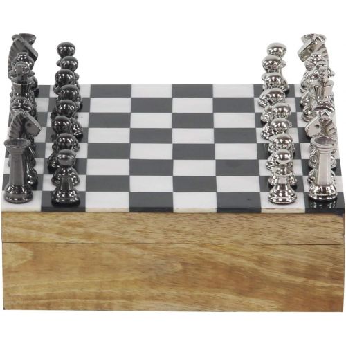  Deco 79 Wooden Games, Small, Black, White