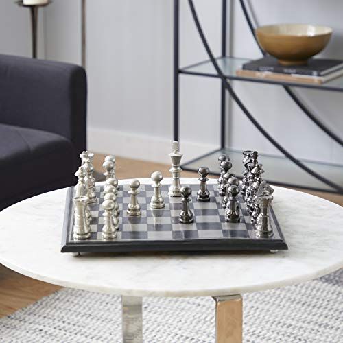 Deco 79 Chess Set, 17 x 17, Black
