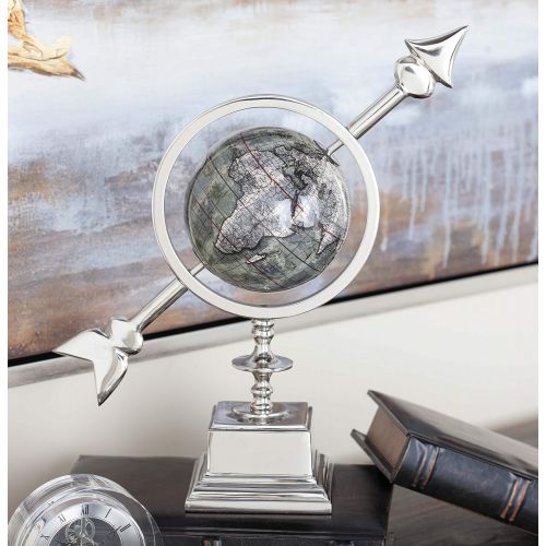  Deco 79 43500 Polished Aluminum and PVC Decorative Globe, 14 x 13, Silver/Gray
