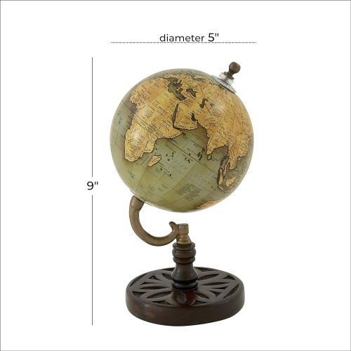  Deco 79 Wood Metal PVC Globe 5 W, 9 H-94436, 5 x 9