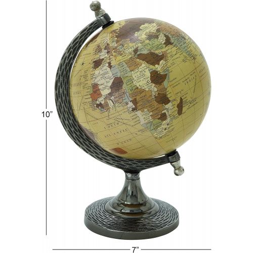  Deco 79 Traditional Metal and Plastic Decorative Globe, 7 W x 10 H, Textured Multicolored Finish