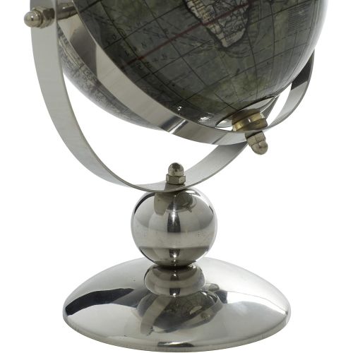  Deco 79 43487 Stainless Steel and PVC Decorative Globe, 10 x 8, Brown/White/Silver