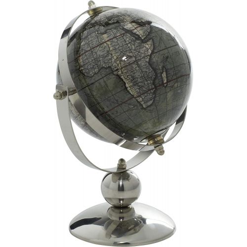  Deco 79 43487 Stainless Steel and PVC Decorative Globe, 10 x 8, Brown/White/Silver