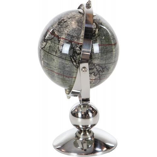  Deco 79 43487 Stainless Steel and PVC Decorative Globe, 10 x 8, Brown/White/Silver