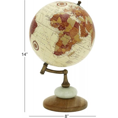  Deco 79 94451 Wood Metal Marble Globe, 8 x 13