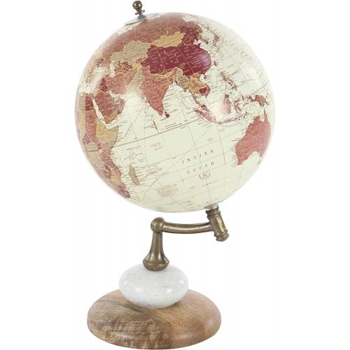  Deco 79 94451 Wood Metal Marble Globe, 8 x 13