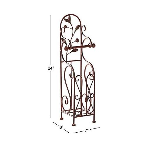  Deco 79 Metal Toilet Paper Holder, 24 by 8-Inch, Reddish/Bronze color