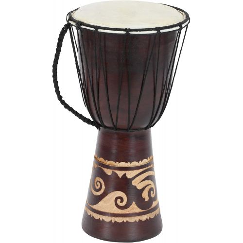  [아마존베스트]Deco 79 89847 Wood Leather Djembe Drum Home Decor Product, 16H/9W