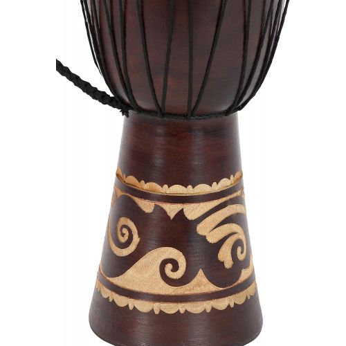  [아마존베스트]Deco 79 89847 Wood Leather Djembe Drum Home Decor Product, 16H/9W