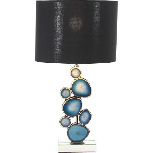  Deco 79 87393 Table Lamp, Blue, Black, Gold, Mirrored