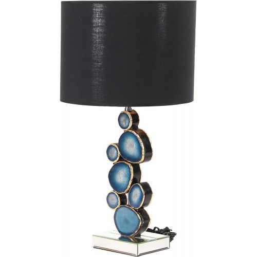 Deco 79 87393 Table Lamp, Blue, Black, Gold, Mirrored