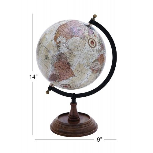  Deco 79 Traditional Wood, Metal, and Plastic Decorative Globe 14H,9W Multicolored Finish