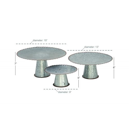  Deco 79 49192 Metal Galva Cake Stands (Set of 3), 9/13/15