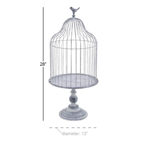  Deco 79 74883 Farmhouse Metal Birdcage Planter, 13 W x 28 H, Gray