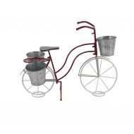 Deco 79 36766 Farmhouse Metal Bicycle Planter, 15 W x 23 H, Red, Gray, White