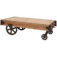 Deco 79 Wood Cart Coffee Table, 56 by 16-1/2-Inch