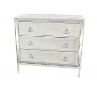 Deco 79 56690 Mirrored Wooden Chest 32 x 35 White/Reflective