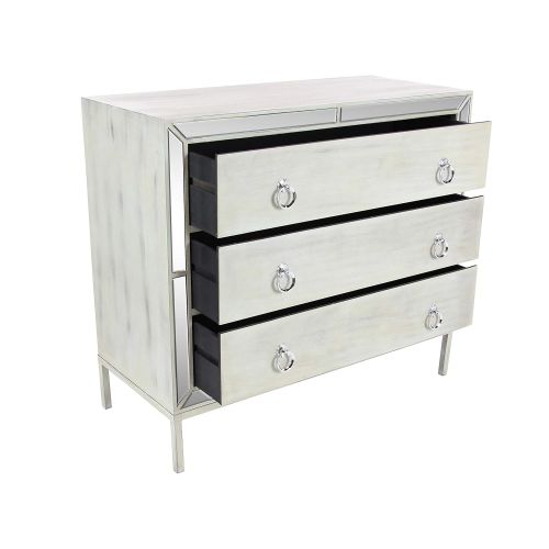  Deco 79 56690 Mirrored Wooden Chest 32 x 35 White/Reflective