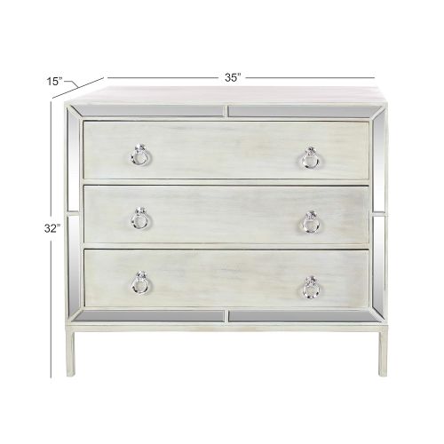  Deco 79 56690 Mirrored Wooden Chest 32 x 35 White/Reflective