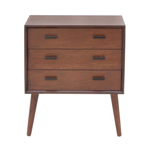  Deco 79 96393 Modern Rectangular Three-Drawer Wooden Chest, 28 H x 24 L, Burnished Brown Finish