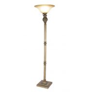 Deco 79 47636 Metal, and Glass Torchiere Floor Lamp Bronze/White/Lightbrown