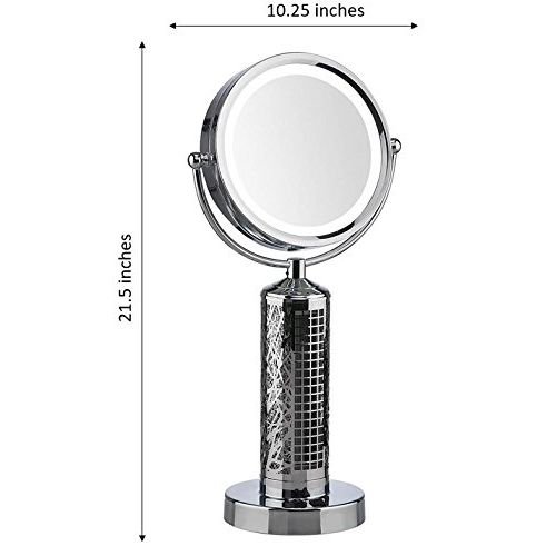  Deco Breeze Fanity Two Sided Magnifying Lighted Makeup Mirror Vanity Mirror with Built In Two Speed Cooling Fan Air Circulator, 5x Magnification