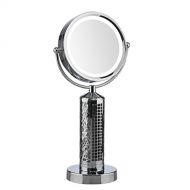 Deco Breeze Fanity Two Sided Magnifying Lighted Makeup Mirror Vanity Mirror with Built In Two Speed Cooling Fan Air Circulator, 10x Magnification