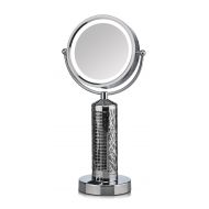 Deco Breeze Fanity Two Sided Magnifying Lighted Makeup Mirror Vanity Mirror with Built In Two Speed Cooling Fan Air Circulator, 5x Magnification