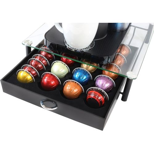  Deco Brothers DecoBros Crystal Tempered Glass Nespresso Vertuoline Storage Drawer Holder for Capsules