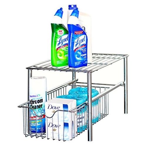  Deco Brothers DecoBros Stackable Under Sink Cabinet Sliding Basket Organizer Drawer,Chrome