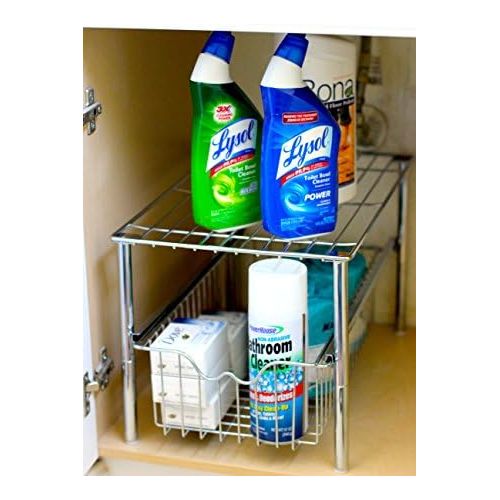  Deco Brothers DecoBros Stackable Under Sink Cabinet Sliding Basket Organizer Drawer,Chrome