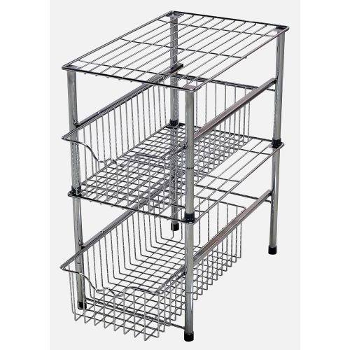  Deco Brothers DecoBros Stackable Under Sink Cabinet Sliding Basket Organizer Drawer,Chrome