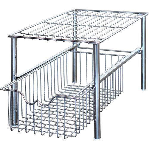  Deco Brothers DecoBros Stackable Under Sink Cabinet Sliding Basket Organizer Drawer,Chrome