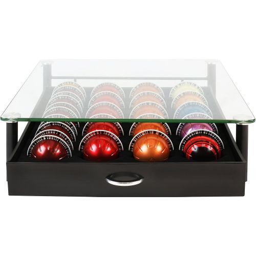  [아마존베스트]Deco Brothers DecoBros Crystal Tempered Glass Nespresso Vertuoline Storage Drawer Holder for Capsules