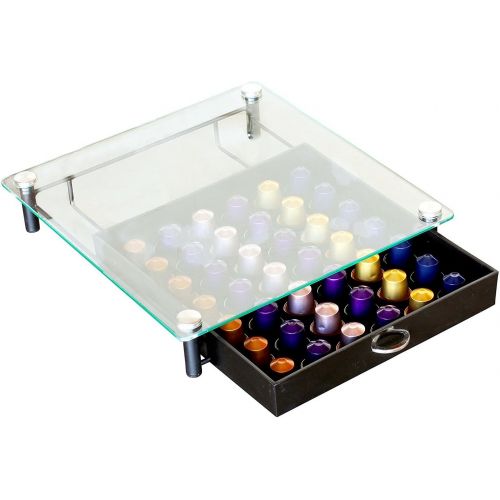  [아마존베스트]Deco Brothers DecoBros Crystal Tempered Glass Nespresso OriginalLine Storage Drawer Holder for Capsules