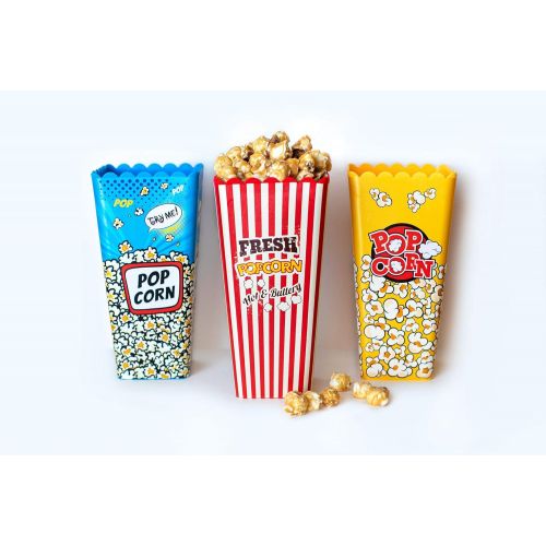  [아마존베스트]Deco Designs Movie Theater Style Reusable Nesting Plastic Popcorn Box/Popcorn Container- BPA Free (Size 8x4) Yellow