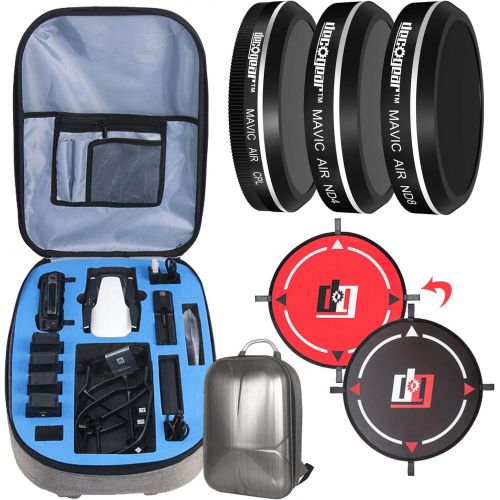  Deco Gear DJI Mavic Air Accessory Bundle- EVA-Protected Hardshell Travel Backpack with 3Pc. Filter Kit (ND4 + ND8 + CPL) and Landing Pad