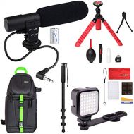 Deco Gear Mobile Pro Photographer Video Recording Bundle for DSLR & Mirrorless Cameras - Shotgun Mic, LED Constant Lighting, Monopod, Sling Backpack and More