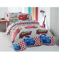 DecoMood 100% Turkish Cotton, Cars Bedding Set, Cars Themed Quilt/Duvet Cover Set, Single/Twin Size, Boys (3 Pcs)