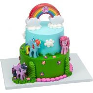 DecoSet® My Little Pony™ Over The Rainbow Signature Cake Topper, 4 Piece Decoration, Rainbow Dash, Pinkie Pie, and Twilight Sparkle, A Rainbow Coin Bank, Collectable Figurines For Birthday