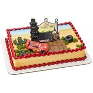 DECOPAC DecoSet Cars Radiator Springs Cake Topper, 2 Piece Set Includes Lightning McQueen Car and Backdrop. Create Awesome Decorations for Cakes or Cupcakes