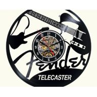 DecoStyleStudio Fender Telecaster Vinyl Wall Clock Decor For Walls From Vinyl Records Handmade Reclaimed Decoration Wall Decor Sign