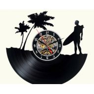 DecoStyleStudio Surfing Vinyl wall Clock Decor For Walls From Vinyl Records Handmade Reclaimed Decoration Wall Decor Sign