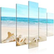 Marke: decomonkey decomonkey Bilder Strand Meer 200x100 cm 5 Teilig Leinwandbilder Bild auf Leinwand Wandbild Kunstdruck Wanddeko Wand Wohnzimmer Wanddekoration Deko Schale