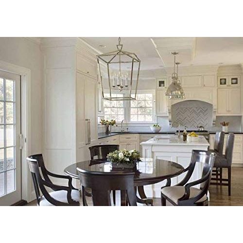  Decomust Darlana Openwork Lantern Pendant Stairway Entry Kitchen Hall Foyer Fixture Chandelier (Nickel)