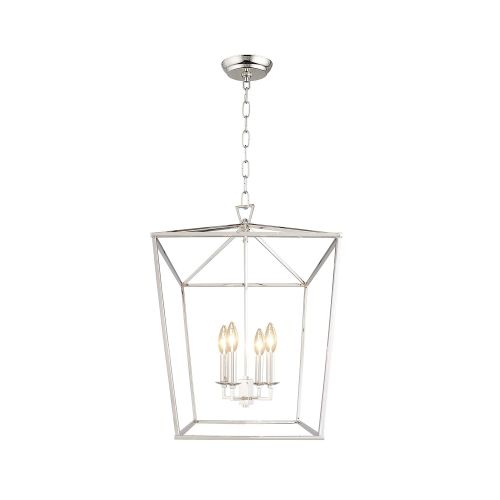  Decomust Darlana Openwork Lantern Pendant Stairway Entry Kitchen Hall Foyer Fixture Chandelier (Nickel)